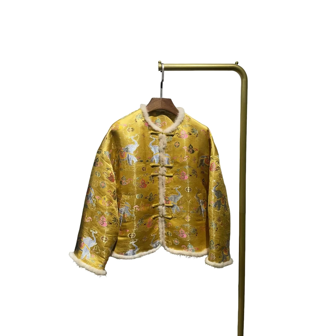 [吉祥如意.织金云锦.蚕丝棉袄]新中式桑蚕丝上衣外套棉袄24Q132