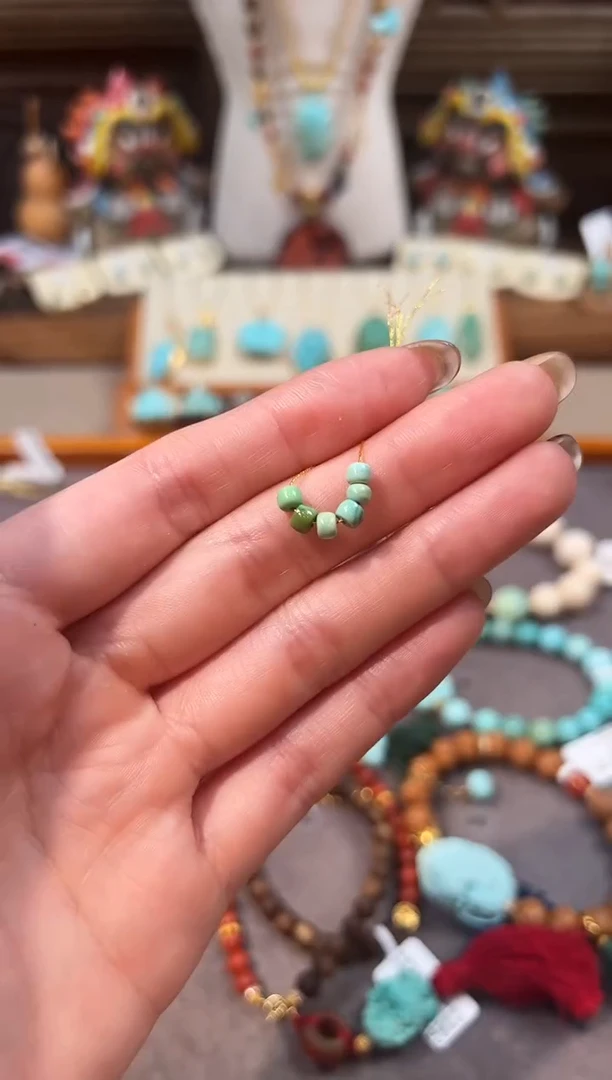 未镶嵌绿松石配饰绿松石配饰水波纹隔珠4.0