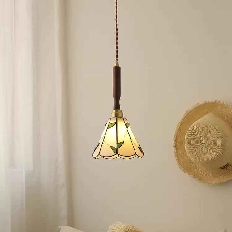 小森林中古北欧蒂凡尼黄铜黑胡桃木餐厅卧室床头民宿吊灯复古