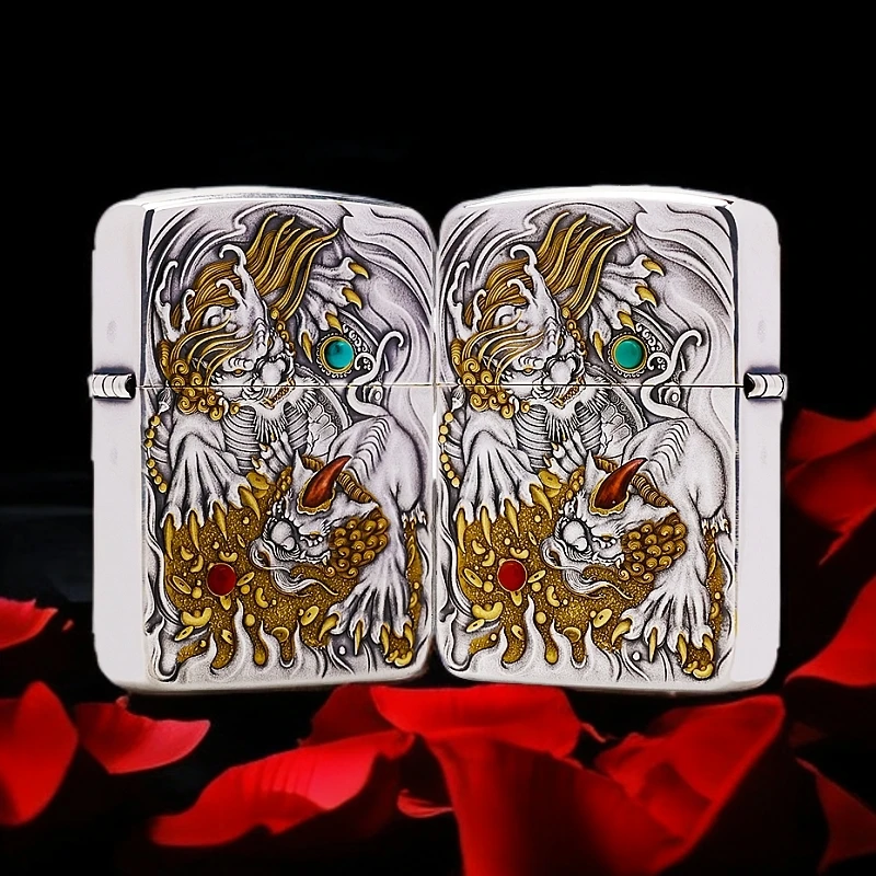 ZIPPO/之宝镀银鎏金【1941雌雄貔貅】7原装正品煤油防风打火机KF-DF