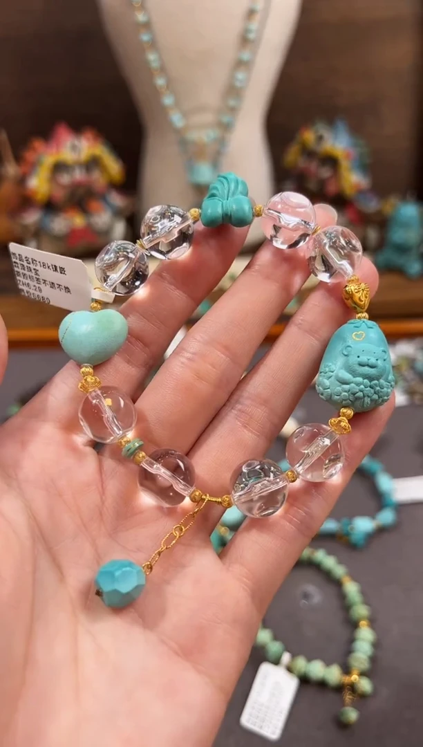 水晶手链18K金镶嵌白水晶手链