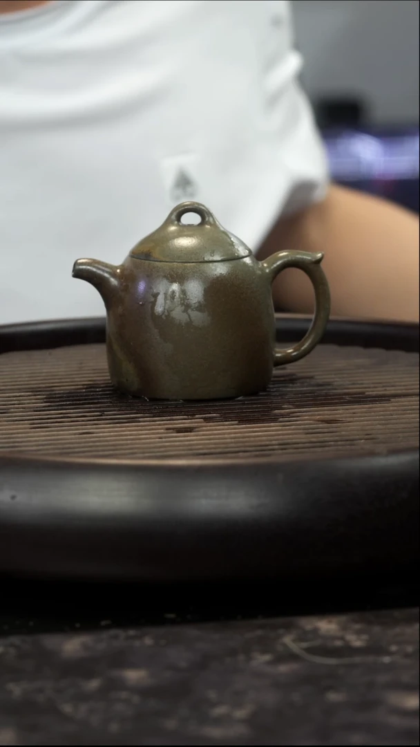 茶杯紫砂蟹王竹烧落釉 秦权壶