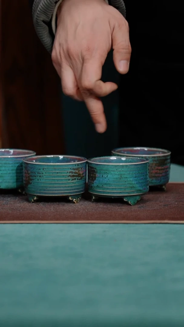 【闪购商品】160-4祥云玄丝炉（窑变随机炉钧釉）