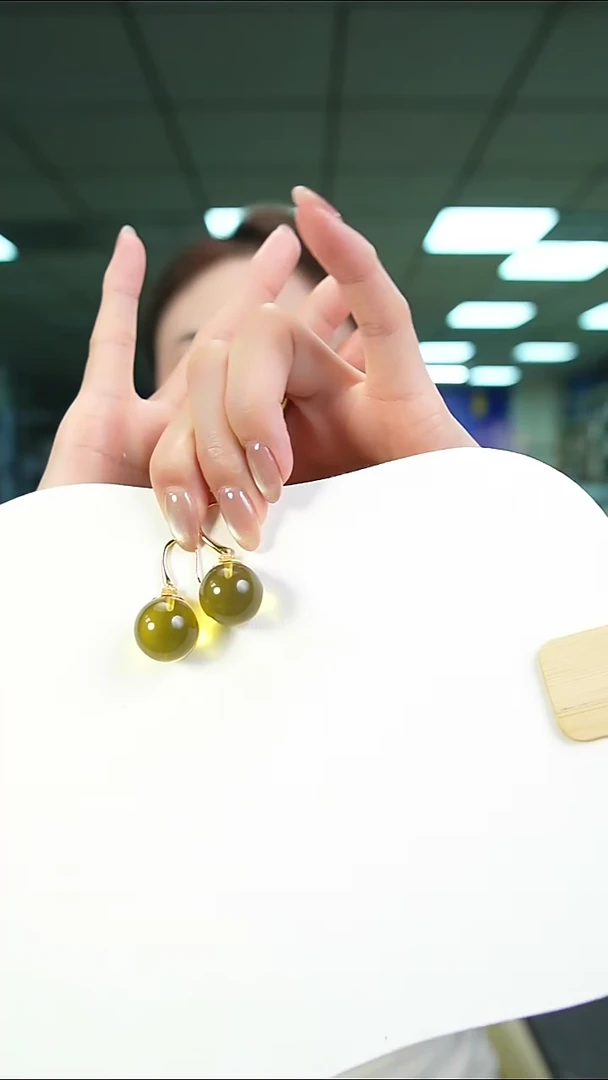 琥珀未镶嵌耳饰蓝珀耳环16+