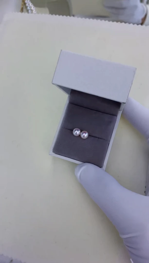 银S925镶嵌饰品海水珍珠5-6素钉定制·银针