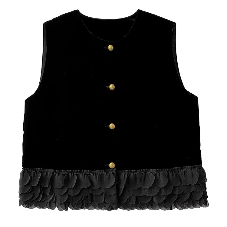 法式马甲外套花瓣下摆背心女款2025年新款复古百搭外套