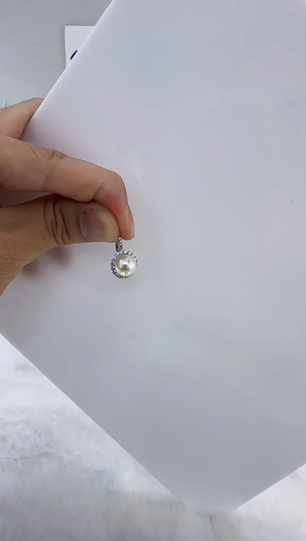 银S925镶嵌淡水珍珠DA曼塔珍珠吊坠9-10 b498