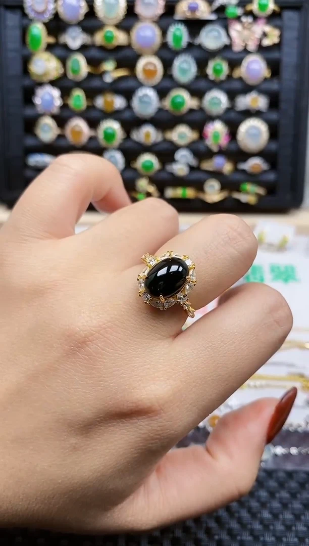 银S925镶嵌戒指翡翠241