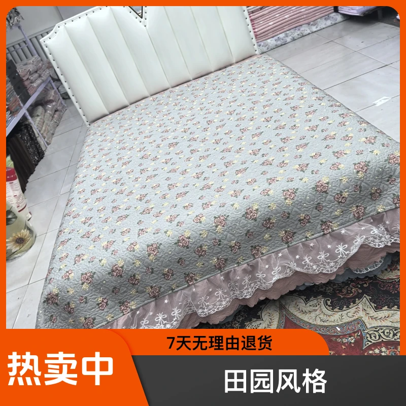 泡泡棉花边床盖《咖色玫瑰花园》2.5米✕2.5米