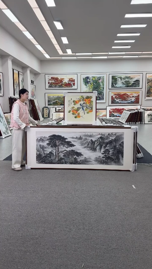 国画手绘 219*88 迎客松