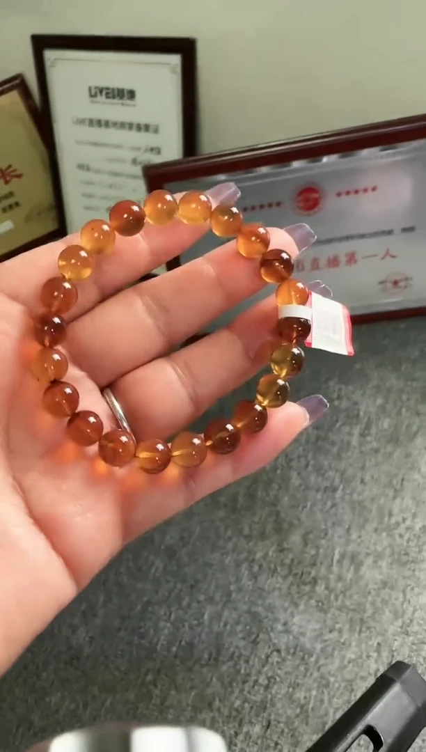 未镶嵌琥珀手串微瑕血珀灵草手串8mm