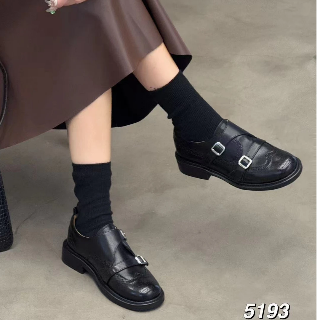 5193摩登腔调~英伦风时尚百搭雕花高端大气精致真皮布洛克乐福鞋