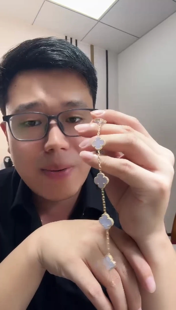 玛瑙/玉髓手链18K金镶嵌紫色k黄，五花手链GHJ25版
