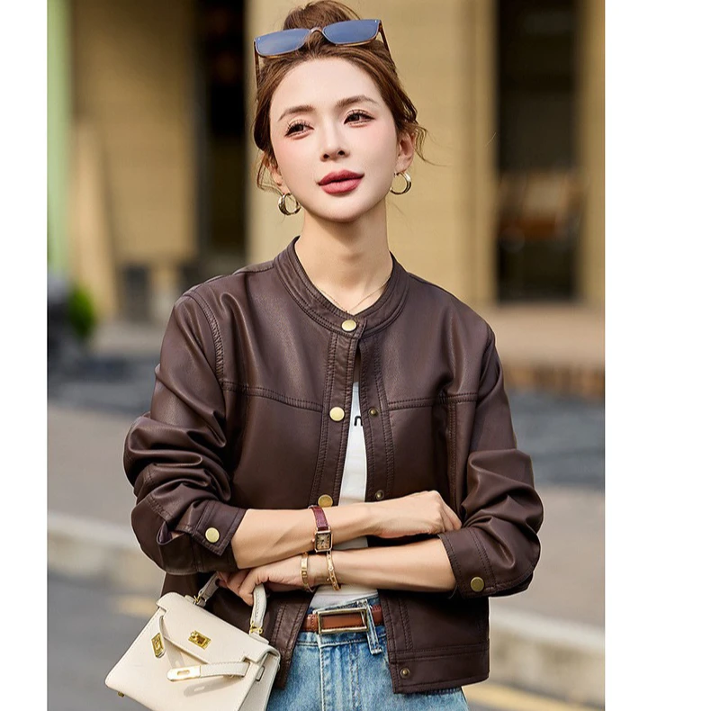 【海宁短款皮衣】复古风皮衣，解锁秋日酷飒与温柔的双重穿搭密码816