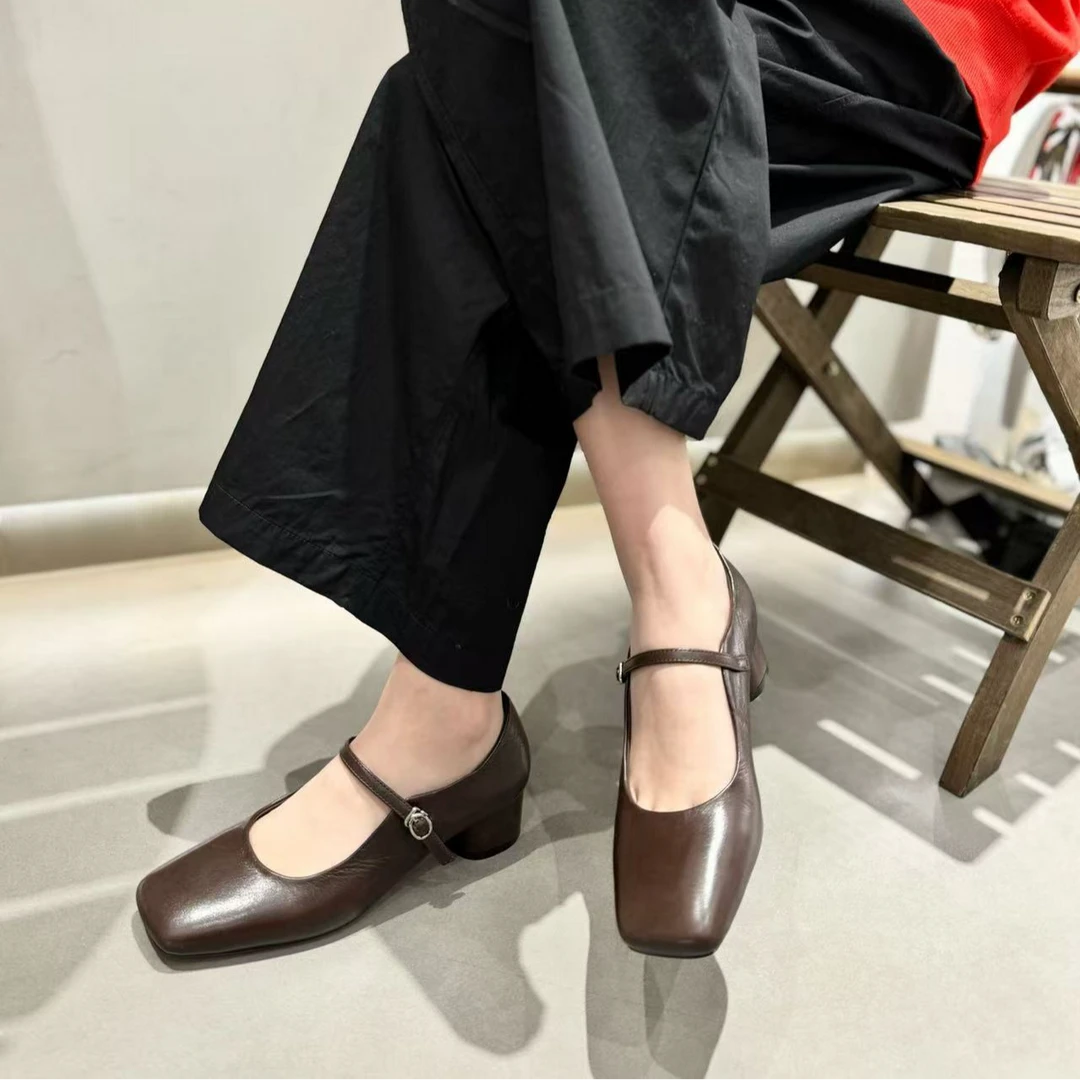 LI AJIGIRL/阿吉女·原创设计 方头羊皮玛丽珍鞋#3812-2