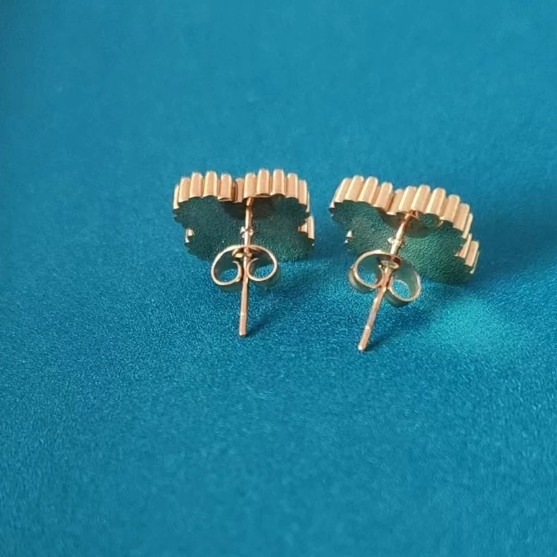 耳饰 耳饰 耳饰 A001收藏级时尚轻奢四叶粉色耳饰