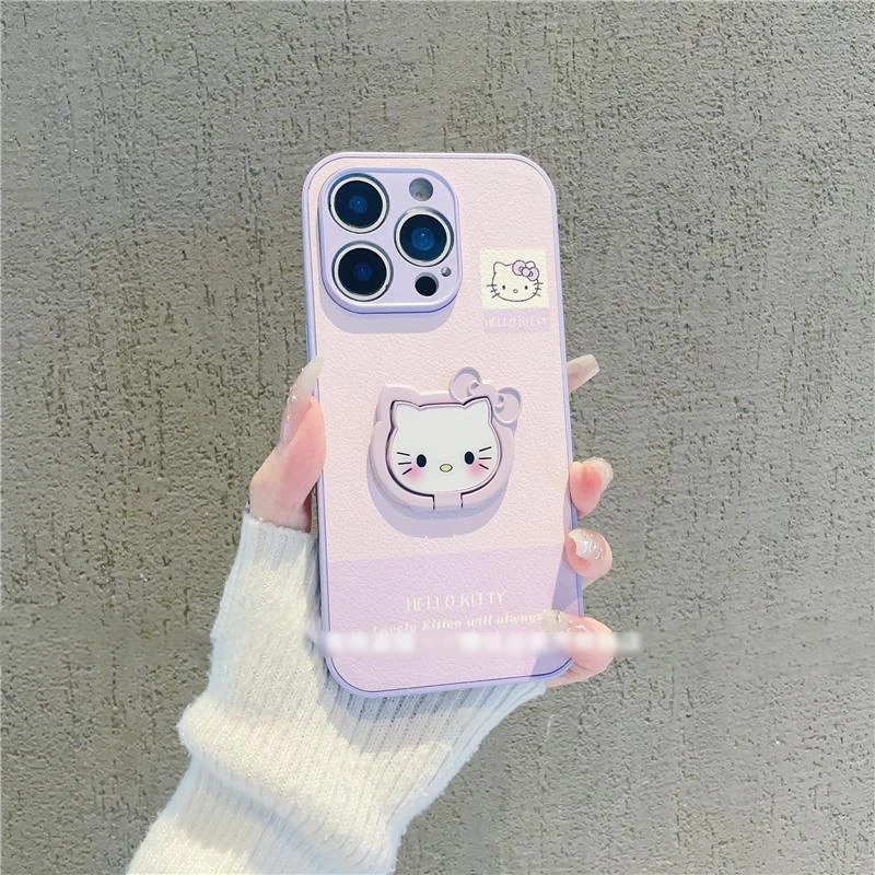 适用苹果17/16壳爱kitty猫支架壳小米15/14少女心华为/oppo/vivo