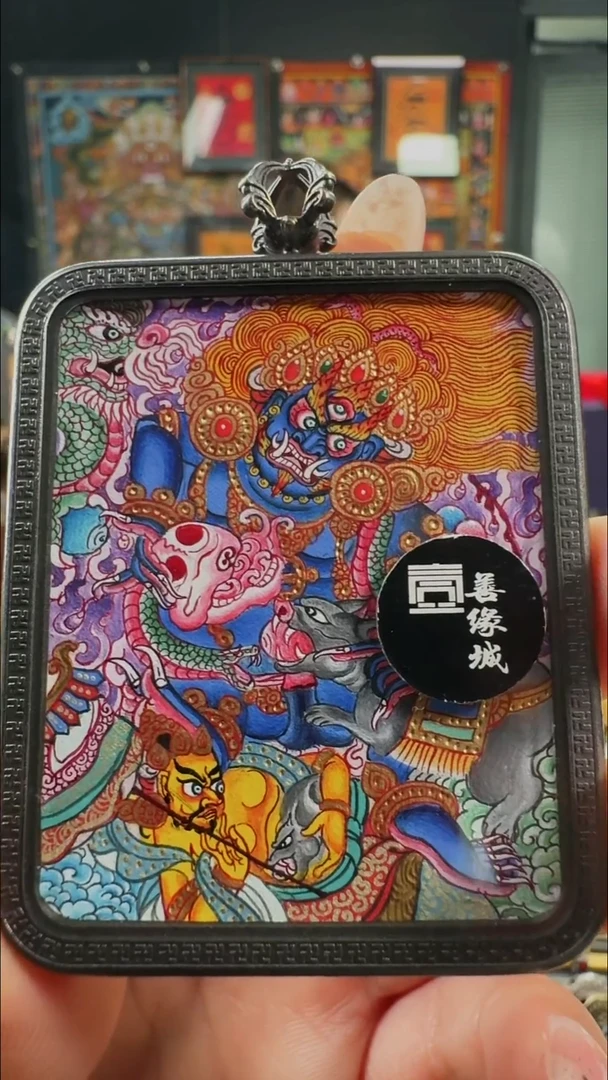 吊坠壹善缘城手绘唐卡黑C