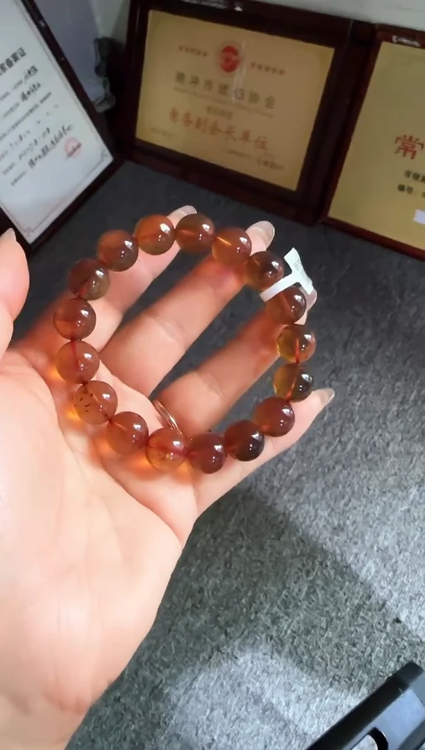 手串琥珀未镶嵌#7缅甸琥珀紫罗兰手串12mm