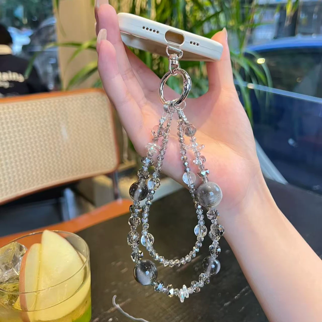 烟雨朦胧灰色光变双链时尚手机链包包链钥匙链带金属钢片651