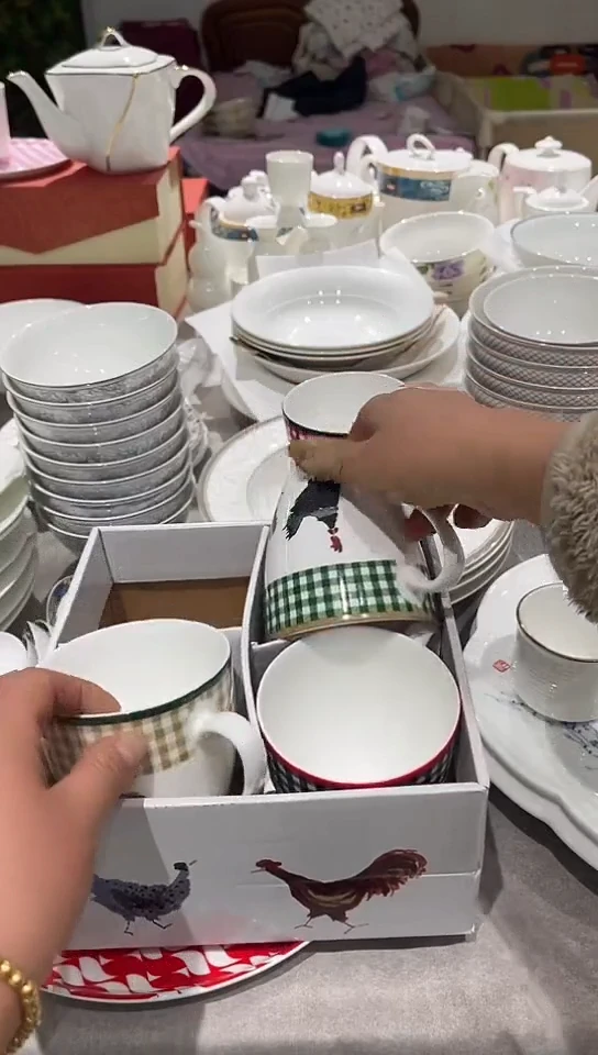 瓷4个杯子隆达骨瓷