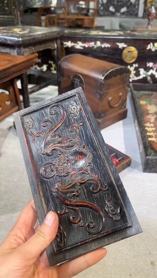 木紫檀雕刻蝙蝠钱雕刻板1