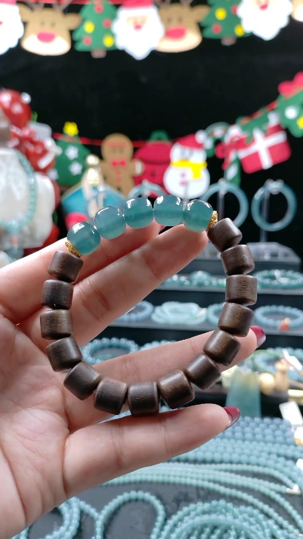 未镶嵌手串翡翠12mm冰种蓝水老型珠DIY手串