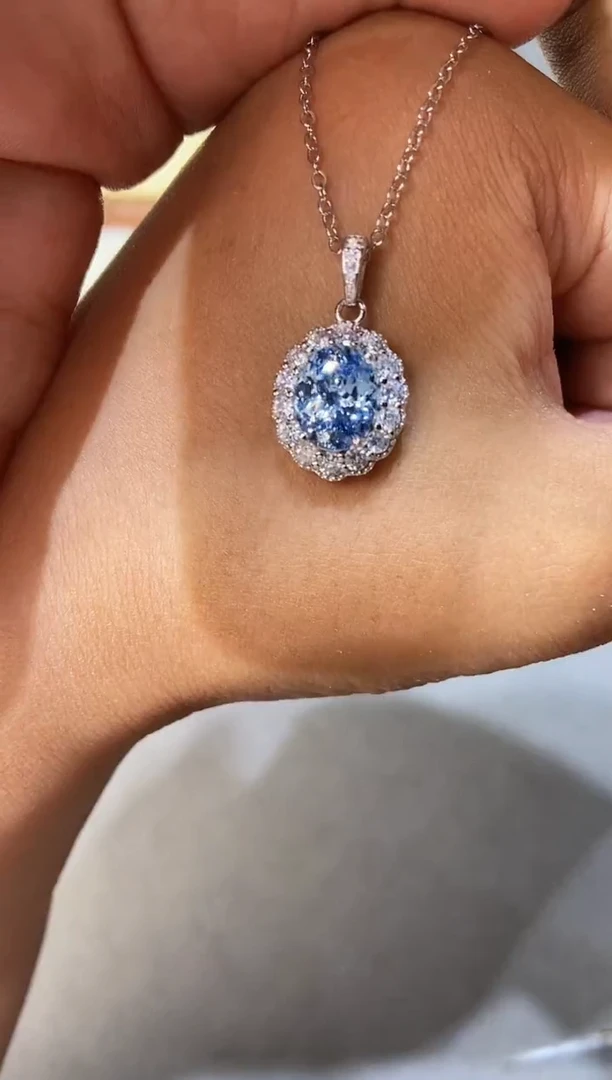 海蓝宝石颈饰银S925镶嵌......