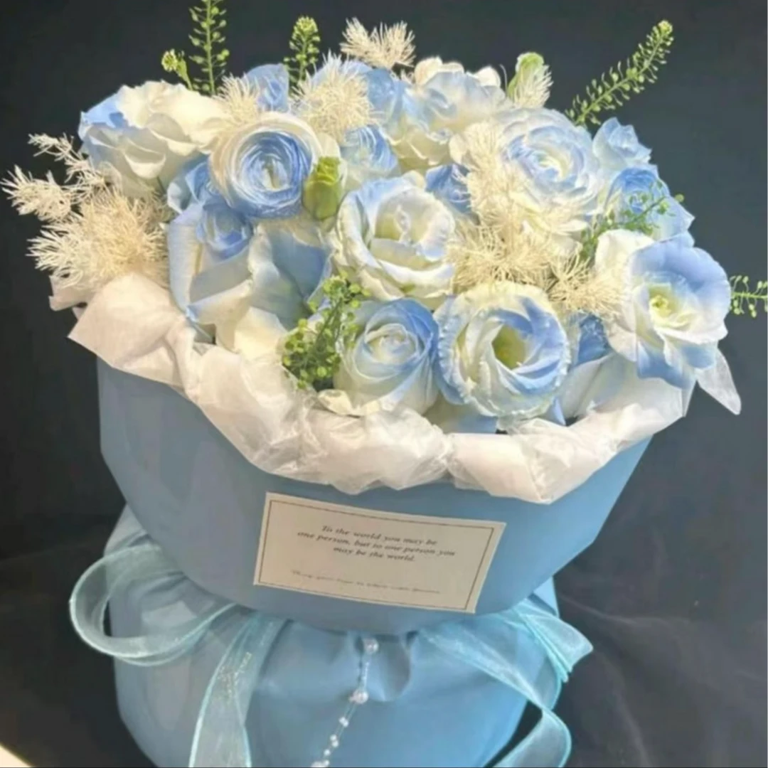 【夏日海风】11朵碎冰蓝玫瑰小香风花束送女友送闺蜜生日鲜花