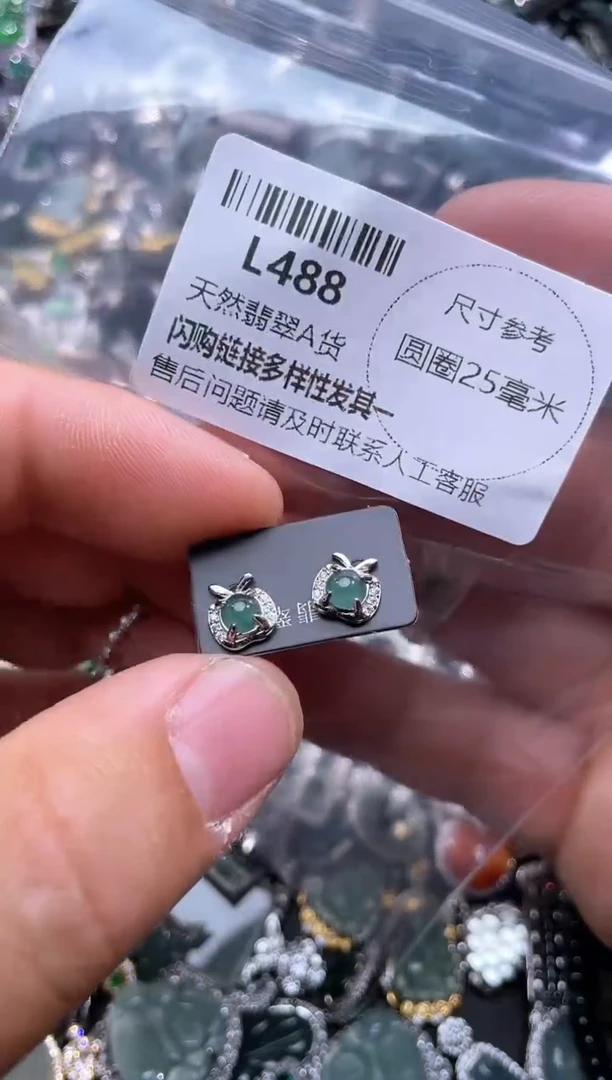 【闪购商品】翡翠颈饰未镶嵌L488耳钉