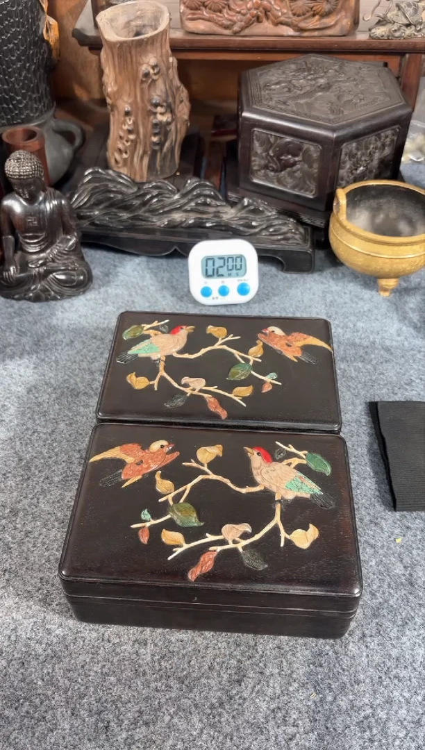 【闪购商品】贡木 老五旧藏镶嵌小盒一对