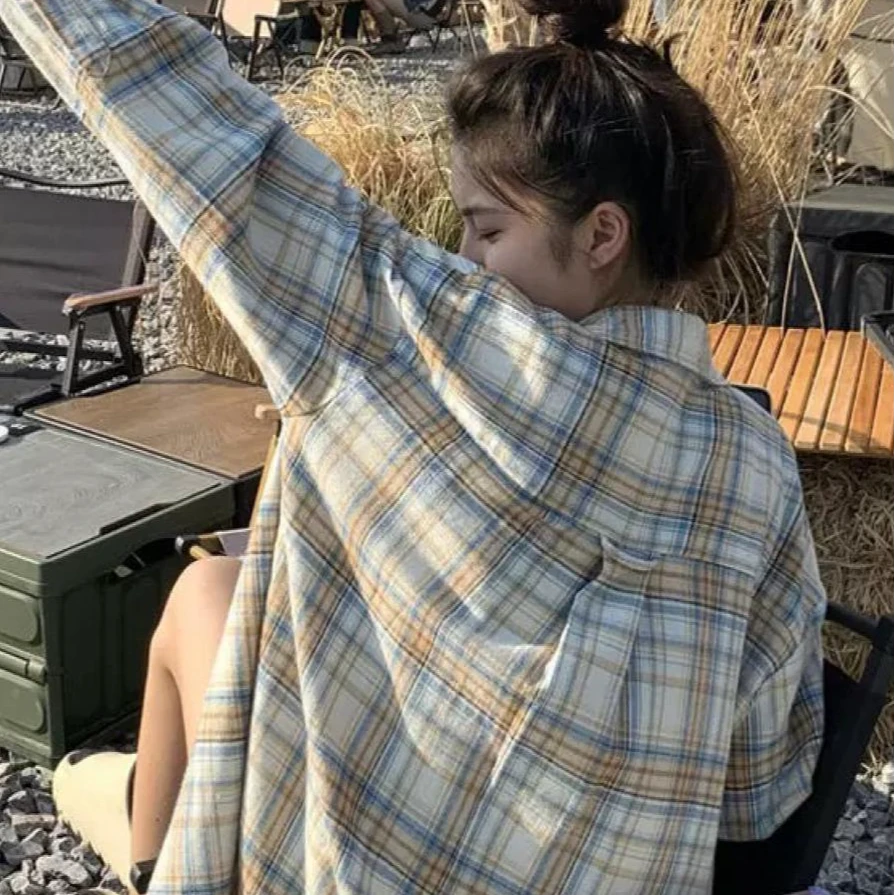 春秋女士学生衬衫百搭复古宽松港风韩版休闲设计感衬衣港味长袖