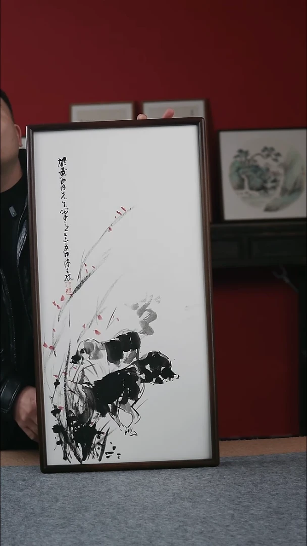 国画纯手写纯手绘-带框36*69