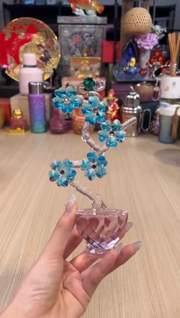 35蓝色花朵水晶摆件