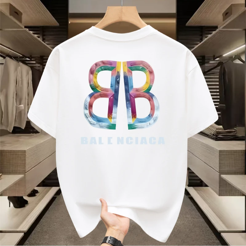 Romon/罗蒙【男女同款】情侣装重磅短袖大码美式宽松t恤潮流百搭