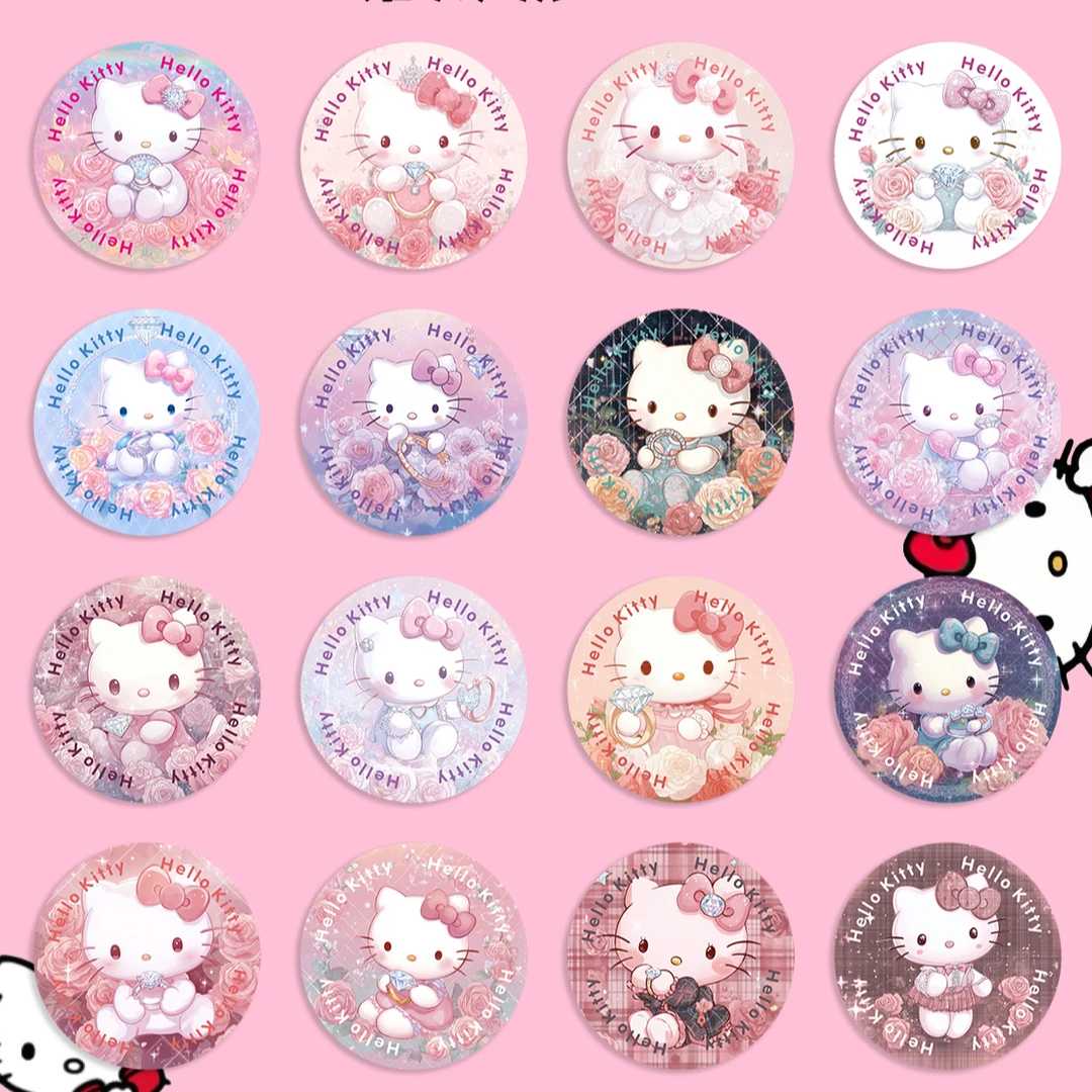 三丽瓯HelloKitty亚克力水晶圆盘冰箱贴滴胶手绘原创KT猫谷子盲盒