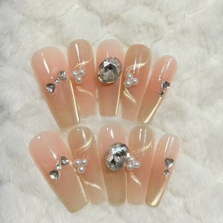 B54【金色飘带】新年款纯手工秋冬显白气质穿戴甲