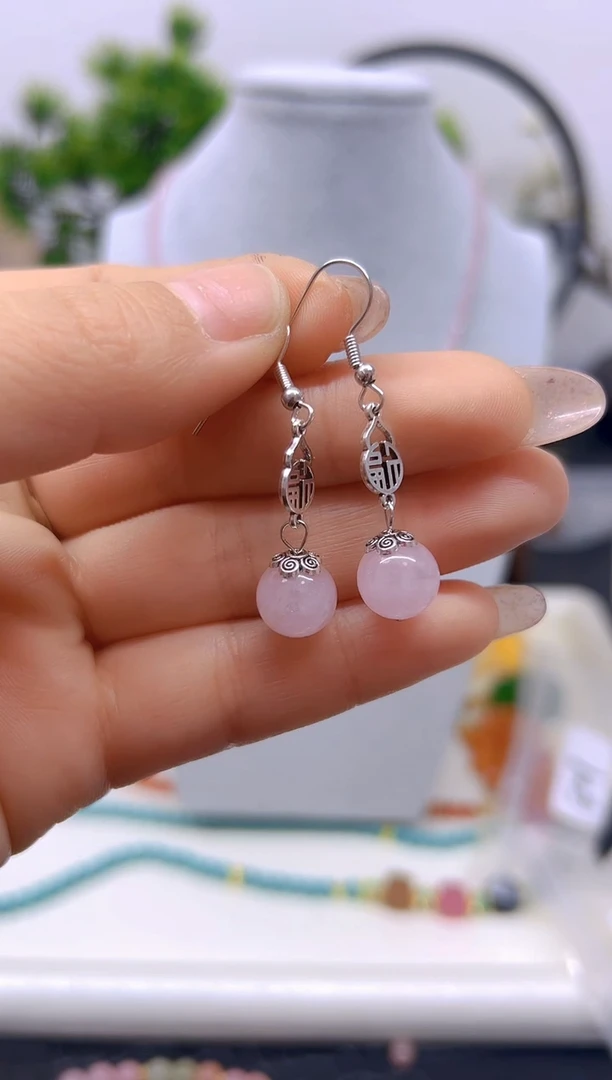 【闪购商品】紫晶耳饰银S925镶嵌耳饰E316