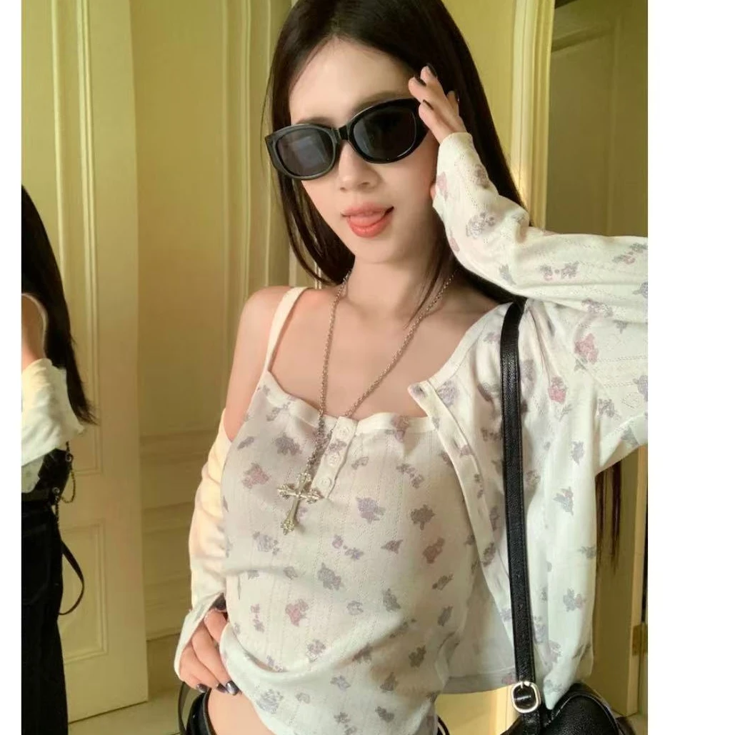 【046】【正确涂鸦】满印碎花开衫+背心套装