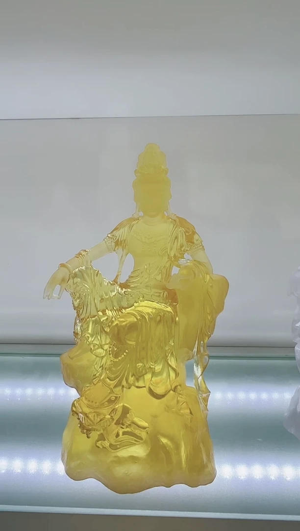 手工艺品琉璃戴*古法琉璃27cm自在观音