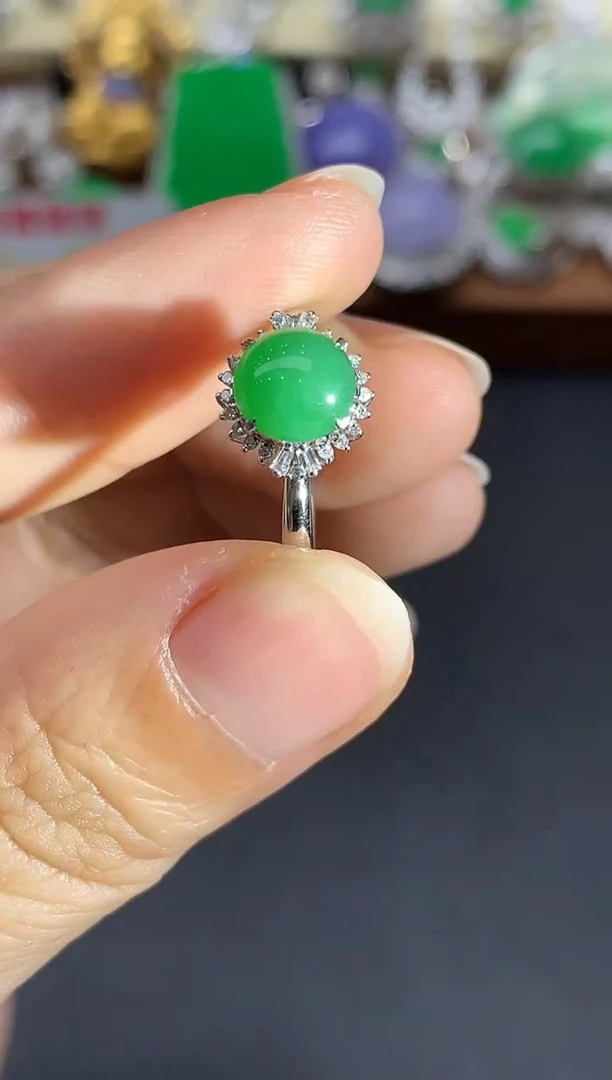 18K金镶嵌戒指翡翠488-中国好珍宝