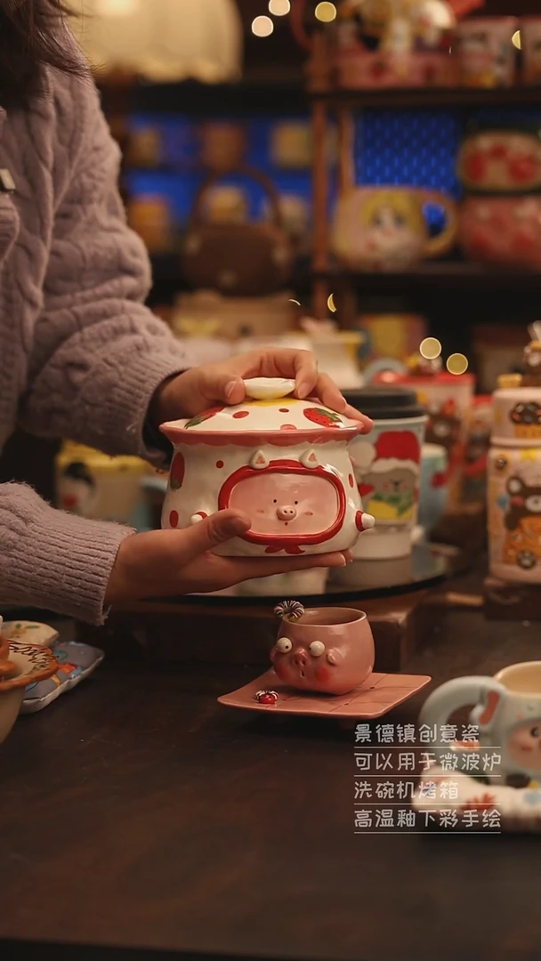 陶瓷景德镇可爱陶瓷釉下彩绘设计师款