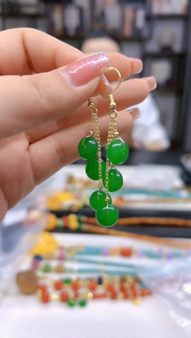 【闪购商品】翡翠耳饰14K金镶嵌耳坠E439