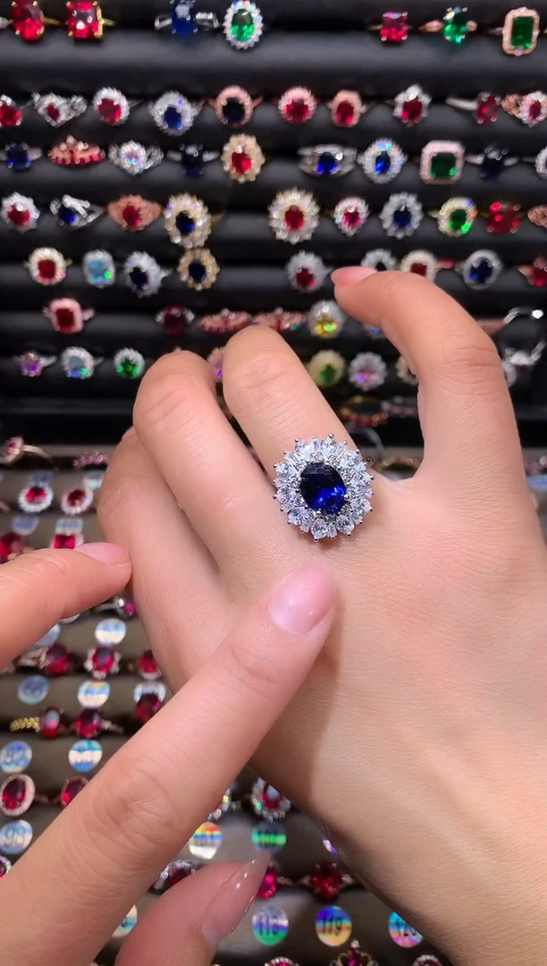 【闪购商品】蓝宝石戒指银S925镶嵌白