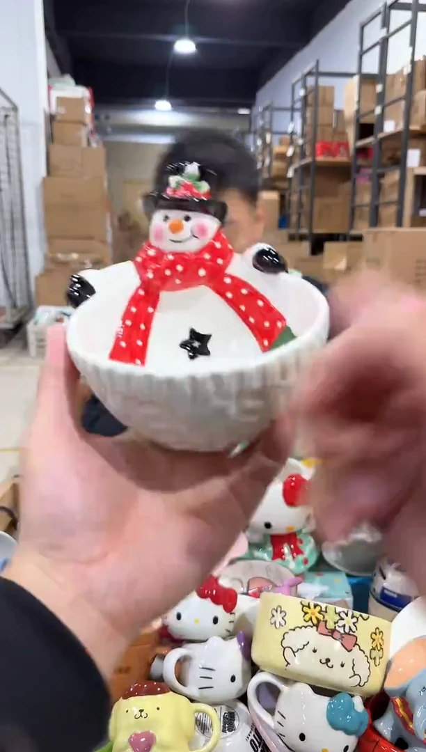 瓷片原盒雪人碗