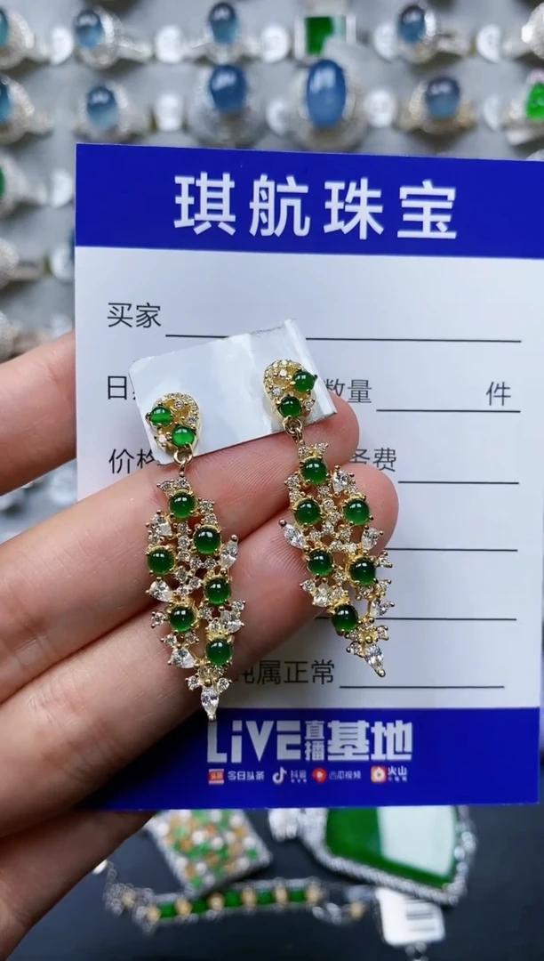 【闪购商品】翡翠耳饰银S925镶嵌0615