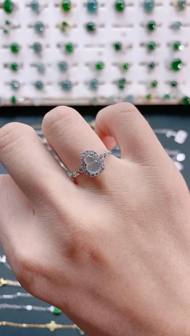 【闪购商品】翡翠戒指银S925镶嵌天然翡翠