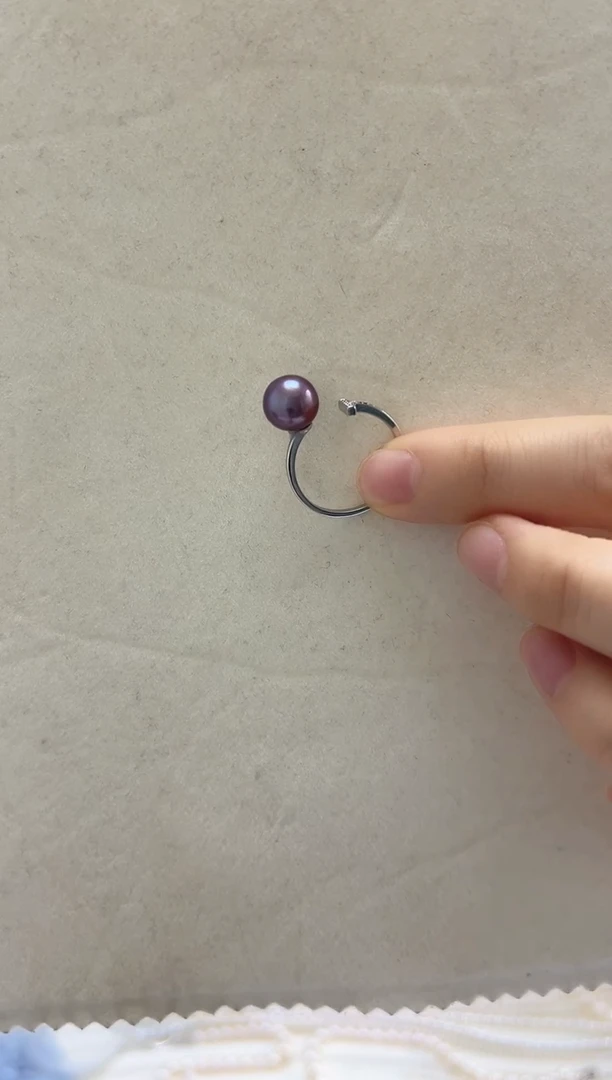 银S925镶嵌戒指淡水珍珠薰****界紫色戒指