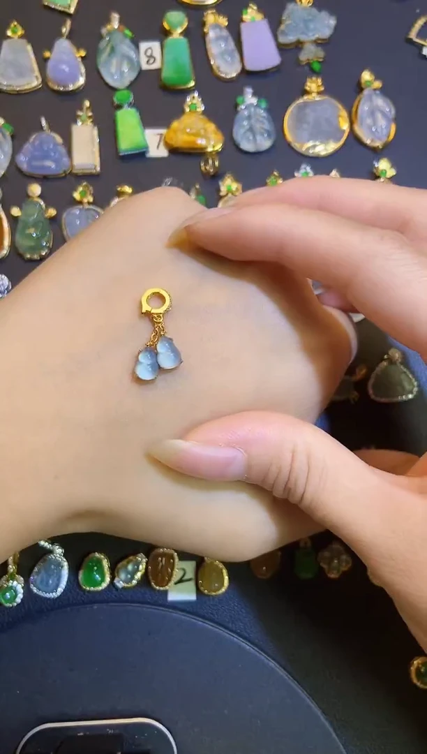 吊坠(不含链)银S925镶嵌翡翠天然A货翡翠