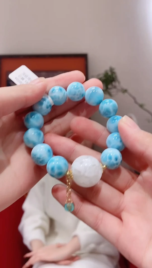 未镶嵌针钠钙石（海纹石）手链海纹石